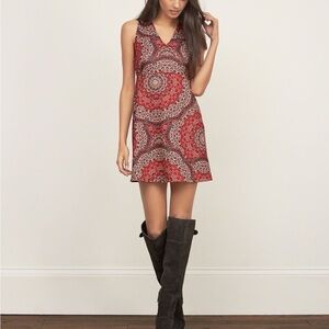 Sleeveless Red Patterned Dress